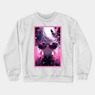 Aesthetic Anime Girl Pink Rosa Black | Quality Aesthetic Anime Design | Premium Chibi Manga Anime Art Crewneck Sweatshirt